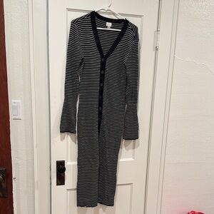 a new day Black and White Striped Long Sleeve Dress